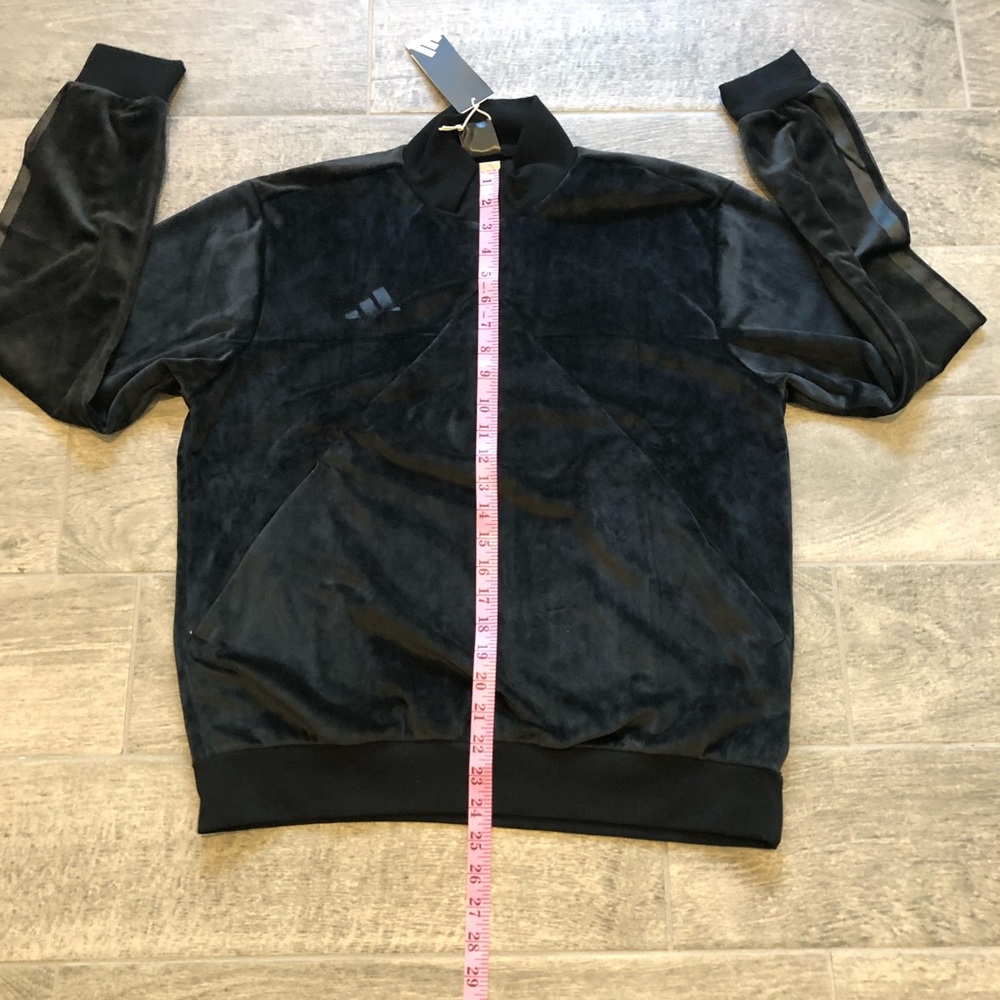 Adidas VELOUR Half Zip Track Sportswear Retro Black Sweater Men’s Size M or L - Picture 9 of 12